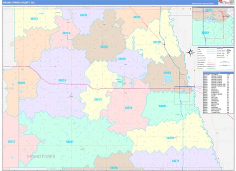 Grand Forks County, ND Wall Map Color Cast Style by MarketMAPS - MapSales