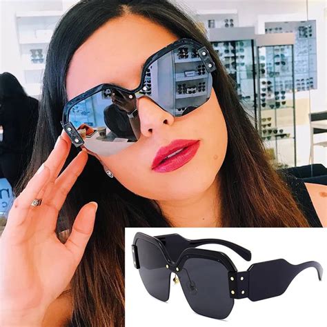 2018 Fashion Women Half Frame Square Sunglasses Personality Ladies Sun ...