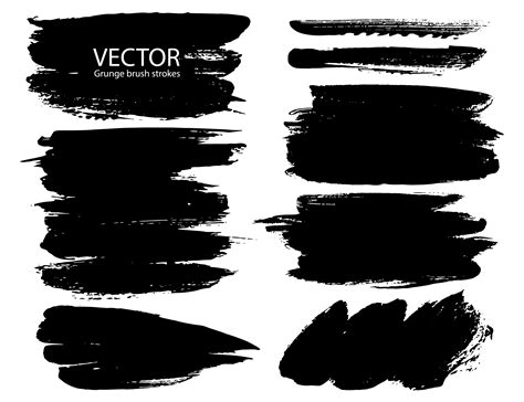 Set of brush strokes, Black ink grunge brush strokes. Vector ...