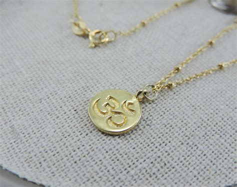 Gold Om Symbol Necklace Large Engraved Om Symbol on Gold | Etsy