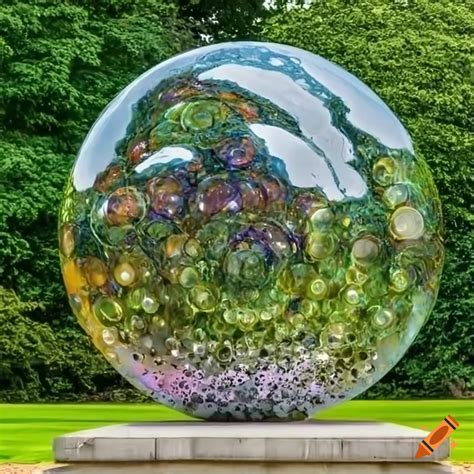 Static bubble with complementing patterns on a pedestal in a sculpture ...