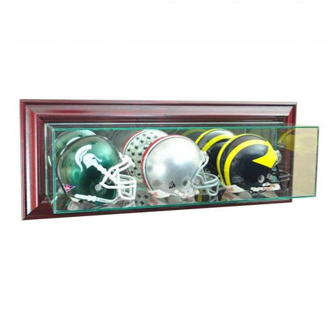 Wall Mounted Triple Mini Football Helmets Display Case | Helmetnation