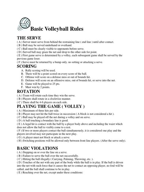 Basic Volleyball Rules | PDF