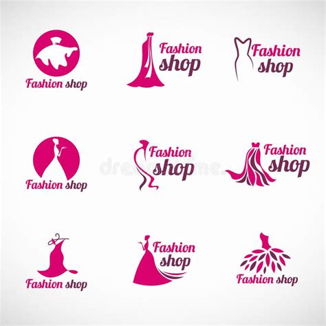 Pink woman dress fashion shop logo vector set design , #ad, #dress, # ...