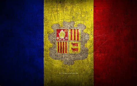 Andorran metal flag, grunge art, European countries, Day of Andorra ...