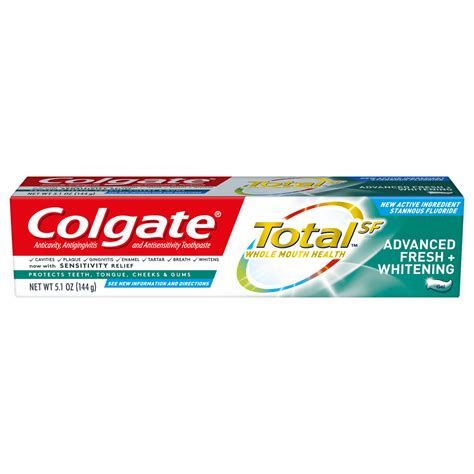 Colgate Total Whitening Toothpaste, Advanced Fresh + Whitening Gel, 5.1 ...