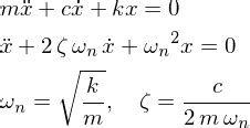 Equation of motion for damped free vibration