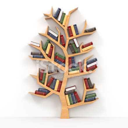 Books on Tree Shaped Bookshelf on White Background stock photos ...