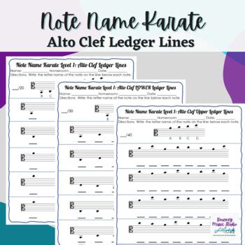 Alto Clef Ledger Lines Note Name Worksheets // Print and Go | TPT