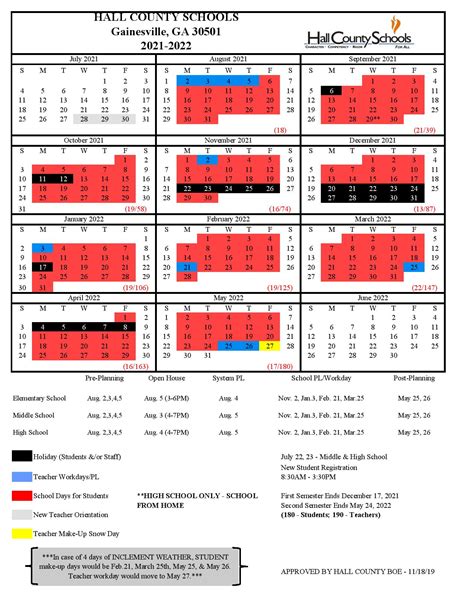 Hall County Schools Calendar 2021-2022 & Holidays