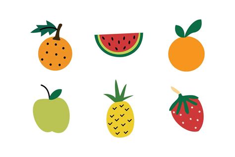 Set of cute tropical fruit in cute illustration 18853827 Vector Art at ...