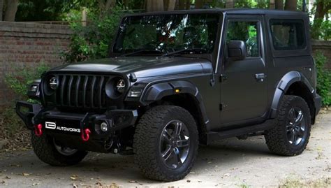 Mahindra Thar wrapped in satin black is a stunner