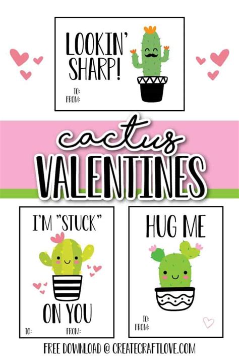 Cactus Valentines | Free Printable Download - Create Craft Love