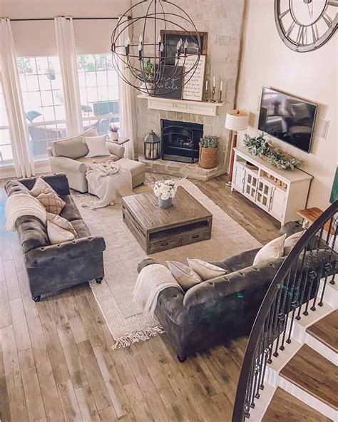 60 Farmhouse Living Room Ideas for a Timeless Appeal | Farm house ...