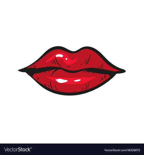 Red female lips closed hand drawn isolated on Vector Image