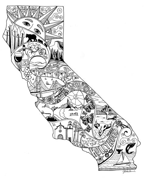 California Wall Art, Map Art, State Artwork, California Map ...