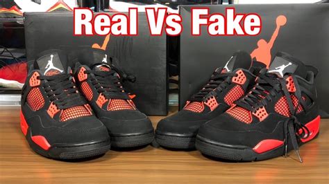 Air Jordan 4 Crimson / Red Thunder Real Vs Fake review. Blacklight and ...