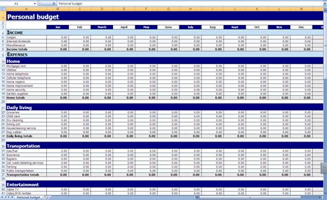 Personal Budget Excel Spreadsheet inside Monthly And Yearly Budget ...