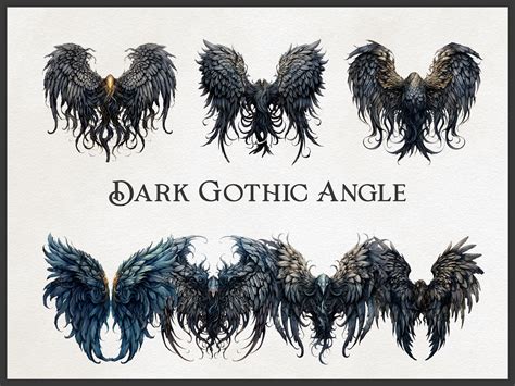 Watercolor Dark Gothic Wings Clipart Graphic by busydaydesign ...