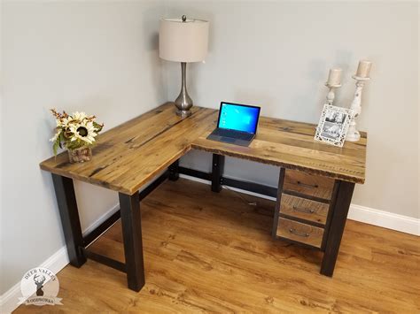 Reclaimed L-shaped Computer Desk Rustic Corner Desk Barnwood - Etsy Denmark