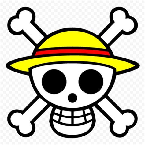 a skull wearing a yellow hat with two crossed bones on the front and ...