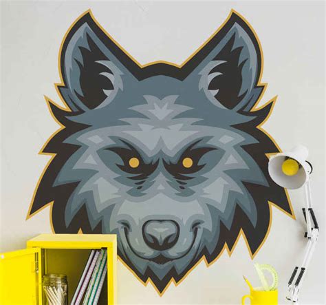 Wolf cartoon angry wolf with yellow eyes wild animal sticker - TenStickers