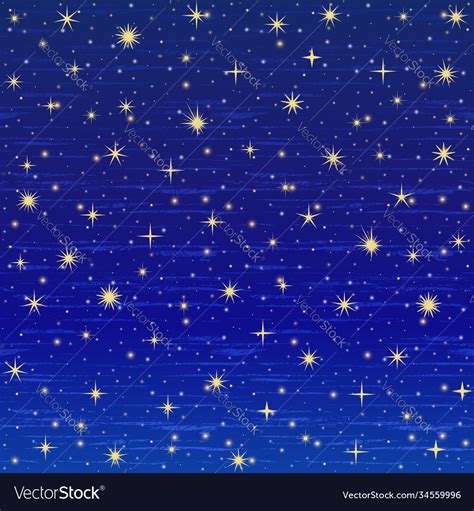 Night background gold stars on dark blue sky Vector Image