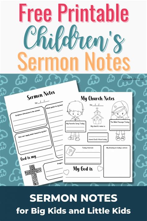 Sermon Notes for Kids Free Printable - The Purposeful Mom