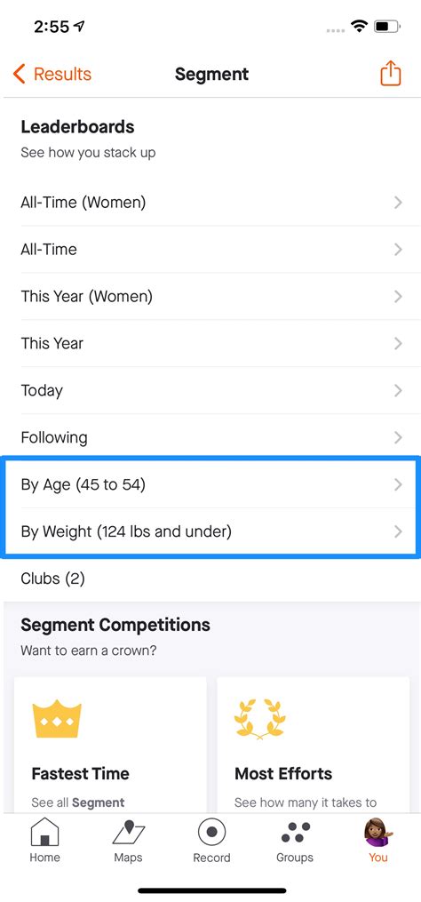 Segment Leaderboard Filters – Strava Support