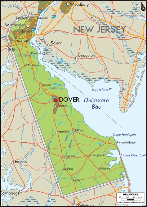 Physical Map of Delaware State - Ezilon Maps