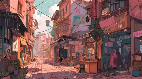 Detailed Drawing Of A Street In Anime Concept Art Background, Aesthetic ...