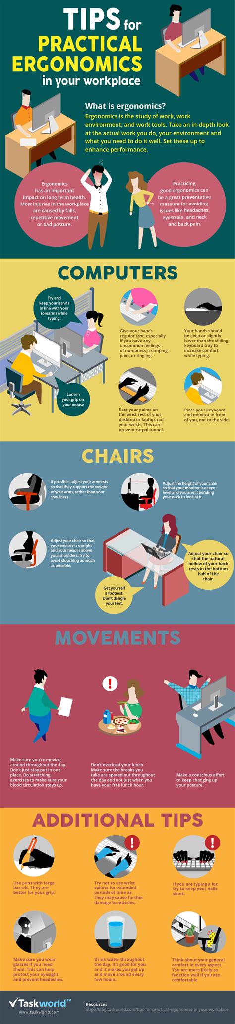 Tips For Practical Ergonomics In Your Workplace #infographic | Office ...