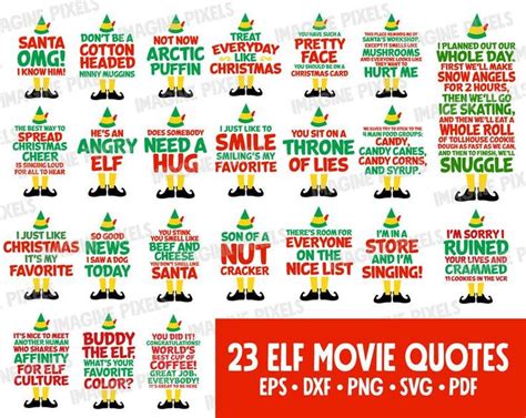 Buddy The Elf 27 Movie Quotes Editable SVG PNG DXF eps pdf for | Etsy ...