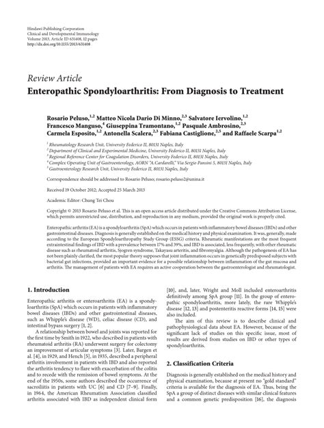 (PDF) Enteropathic Spondyloarthritis: From Diagnosis to Treatment