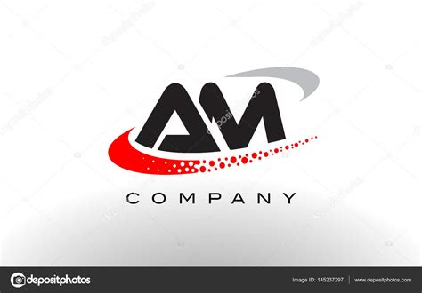 AM Modern Letter Logo Design with Red Dotted Swoosh Stock Vector by ...