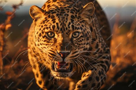 Premium AI Image | The grace and power of a leopard sprinting through ...