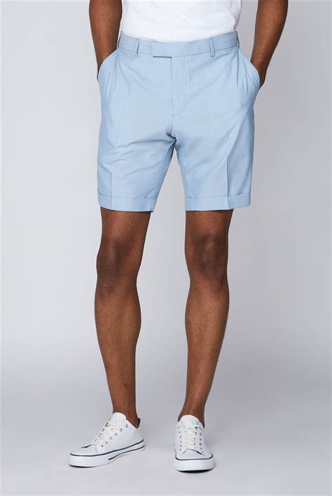 Limehaus Pale Blue Slim Fit Formal Shorts