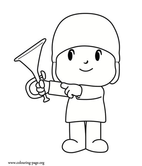 Pocoyo Pointing At Trumpet Coloring Page Color Luna Coloring Pages My ...