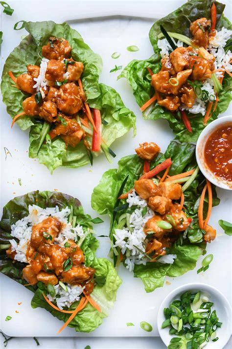 Instant Pot Orange Chicken Lettuce Wraps Recipe | foodiecrush.com