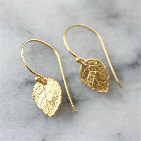 24k Gold Vermeille Leaf Earrings By Magpie Living | notonthehighstreet.com