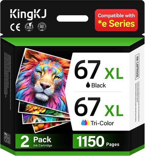 67XL Ink Cartridge Black/Color Combo Pack Replacement for HP 67XL 67 ...