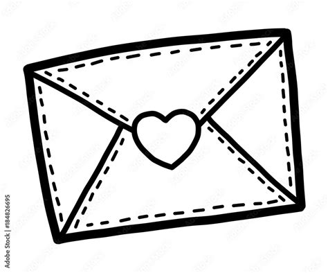 love envelope / cartoon vector and illustration, black and white, hand ...