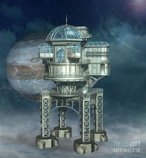 Science fiction space station Digital Art by EllerslieArt