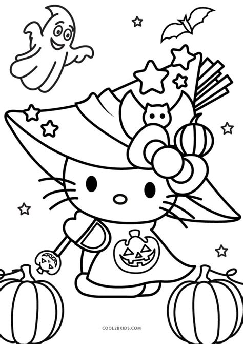 hello kitty halloween coloring pages with pumpkins