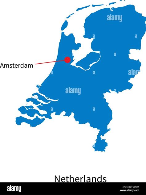 Detailed vector map of Netherlands and capital city Amsterdam Stock ...