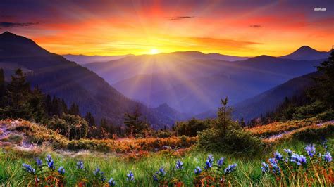 Share Your Mountain Sunrise Spring Nature Wallpaper | Backgrounds ...