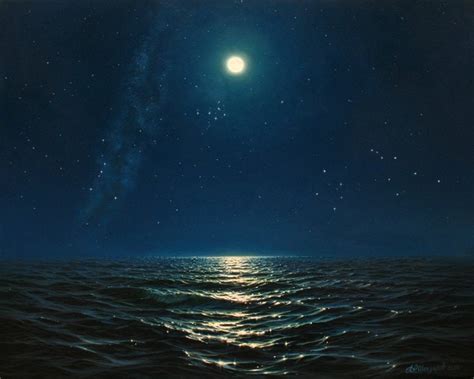 Ocean Waves At Night Painting