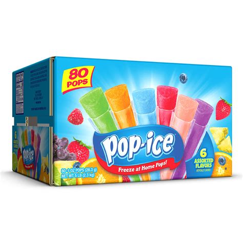 Pop-Ice Assorted Flavors Freezer Pops - 80 Fat-Free Ice Pops (1 oz each ...