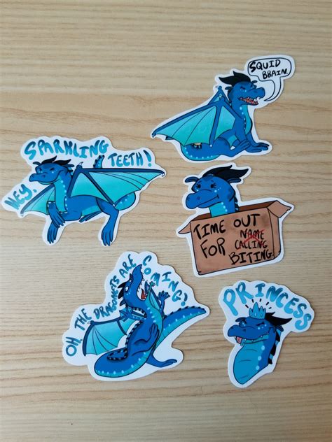 Wings of Fire Tsunami Dragon Sticker Bundle Set of 5 - Etsy