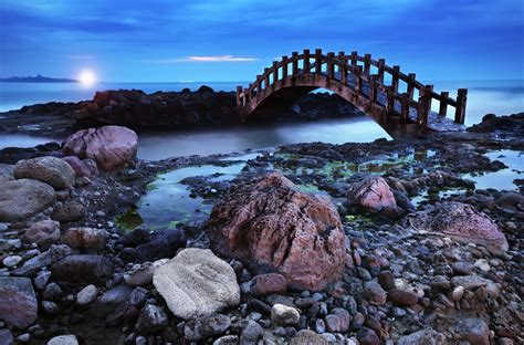 Landscape photography of brown bridge and sea, chinese HD wallpaper ...